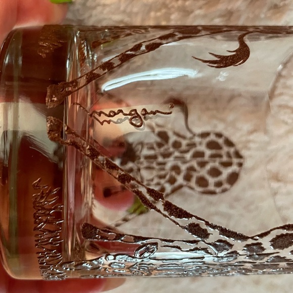 Rare Vintage 90’s Morgan Signed Giraffe Tumbler/Highball Glass Set of 2 - Picture 6 of 9